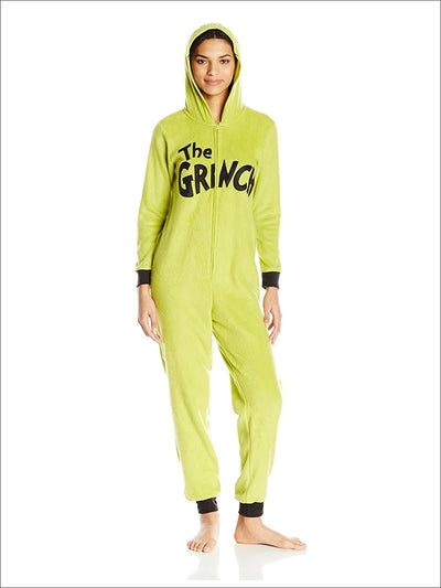 Womens Grinch Onesie Pajama Costume Union Suit - L / Yellow