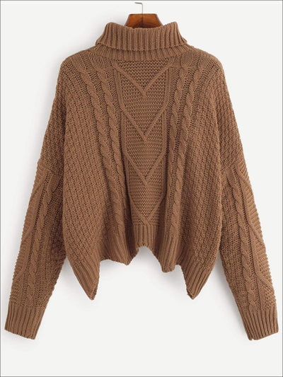 Womens Knit Asymmetrical Hem Sweater - Womens Fall Sweaters