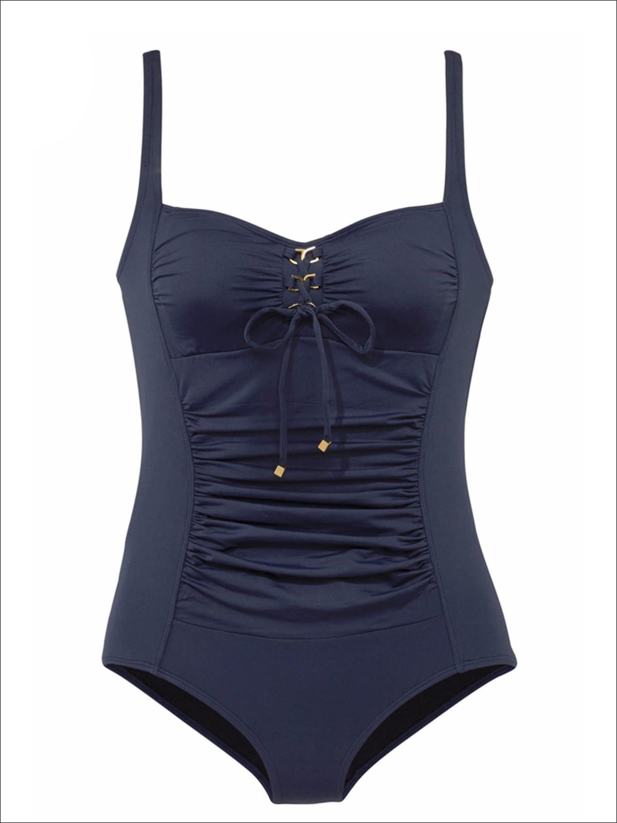 Womens Lace-Down One Piece Swimsuit - Navy Blue / M - Womens Swimsuits