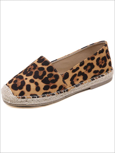Womens Leopard Print Espadrilles Loafer Shoes - Brown / 4 - Womens Shoes