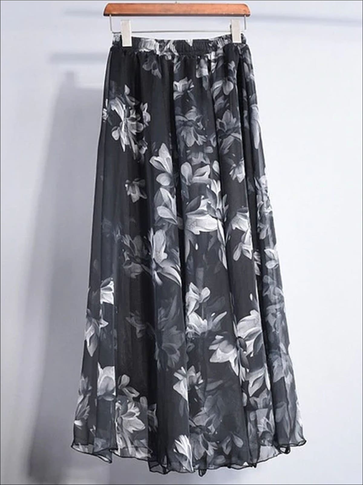 Womens Loose Flare Floral Maxi Skirt - Womens Bottoms