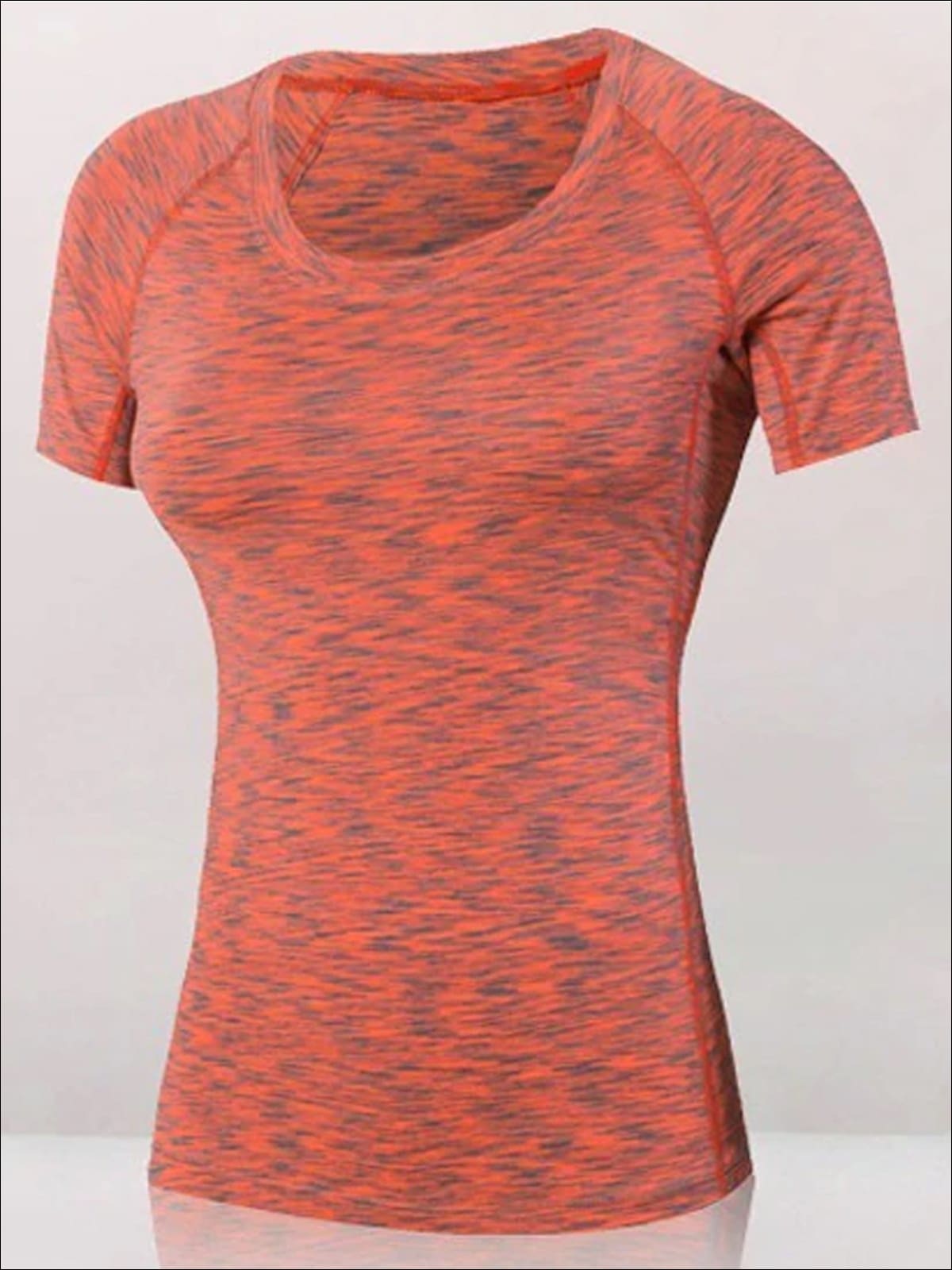 Womens Marled Sweat-Wicking Active Top - Orange / S - Womens Activewear