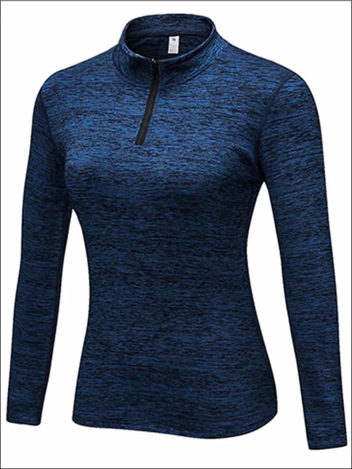 Womens Marled Zip Up Jacket - Blue / S - Womens Activewear
