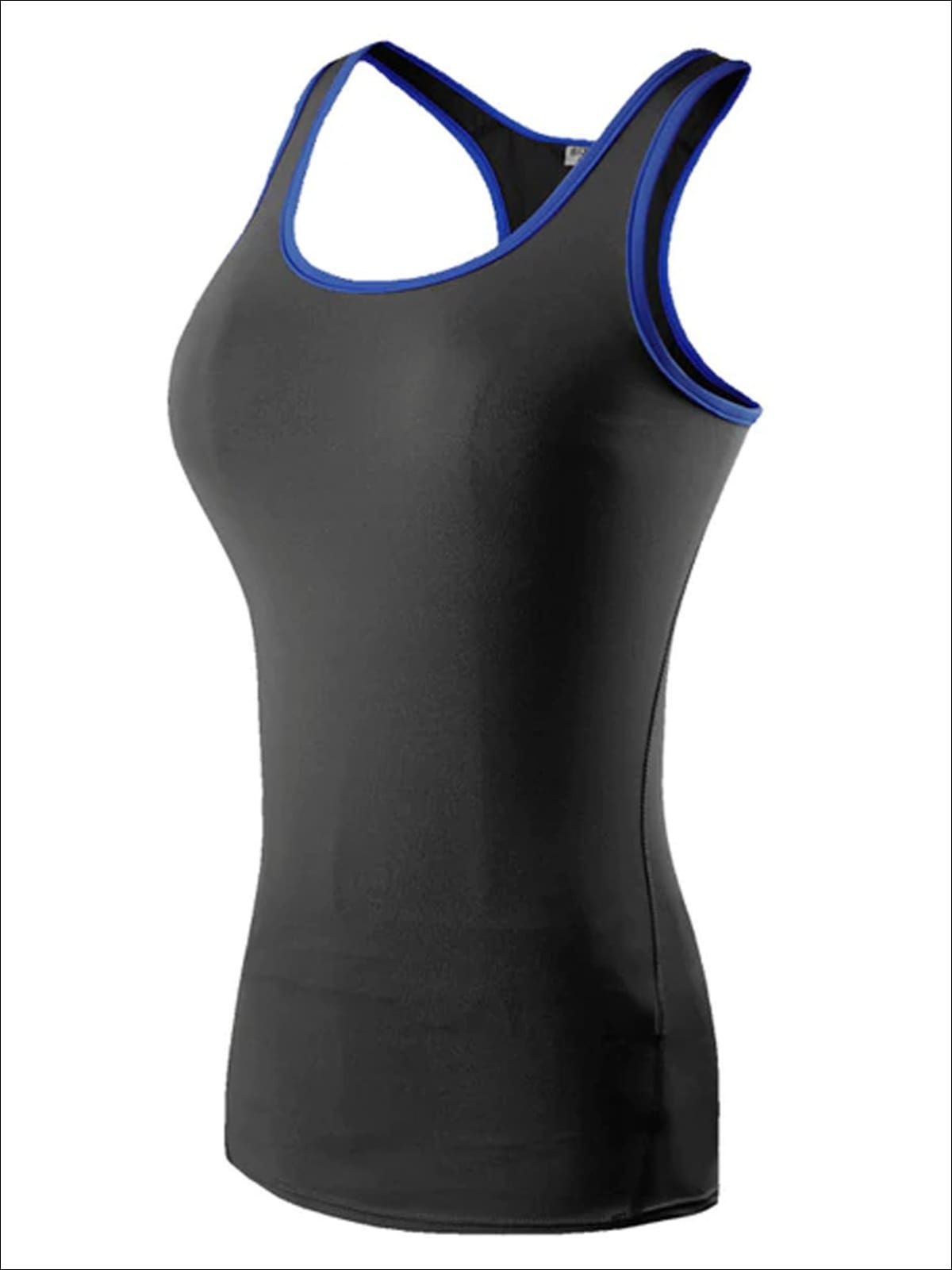 Womens Moisture-Wicking Racerback Active Top - Black/Blue / S - Womens Activewear