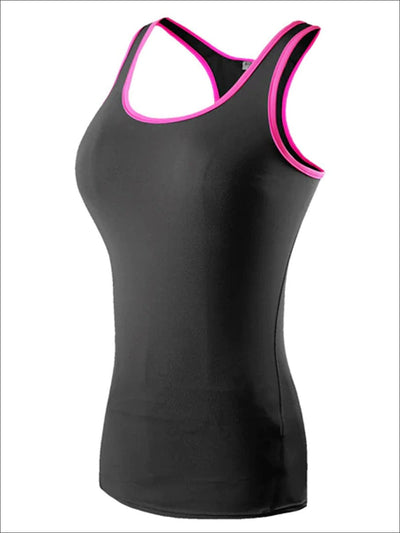 Womens Moisture-Wicking Racerback Active Top - Black/Pink / S - Womens Activewear