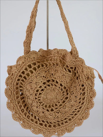 Womens Oversize Knitted Bohemian Shoulder Bag - Light brown / (30cm<Max Length<50cm) - Womens Accessories