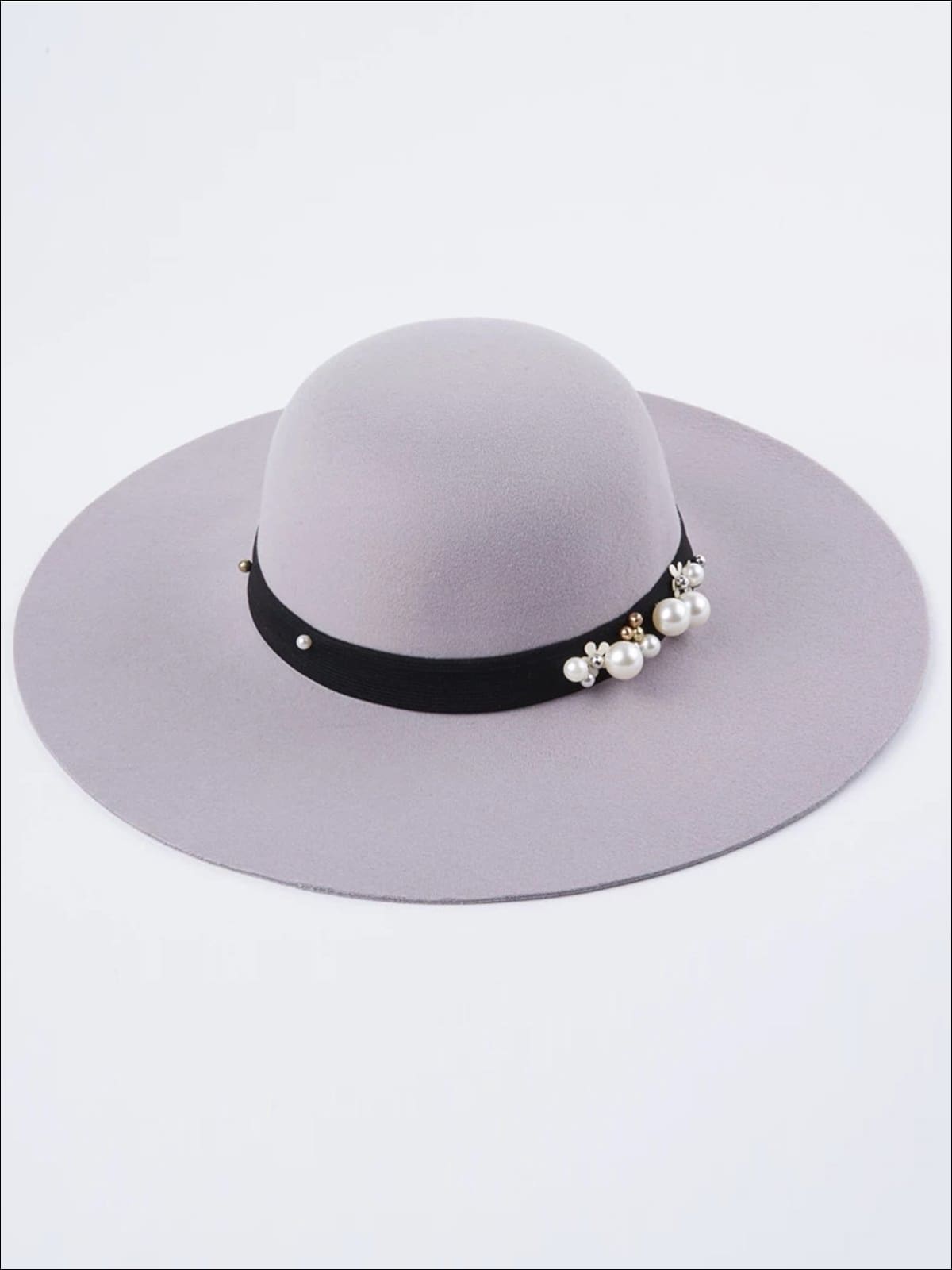Womens Pearl Embellished Cashmere Fedora Hat (Multiple Color Options) - Lavender - Womens Hats