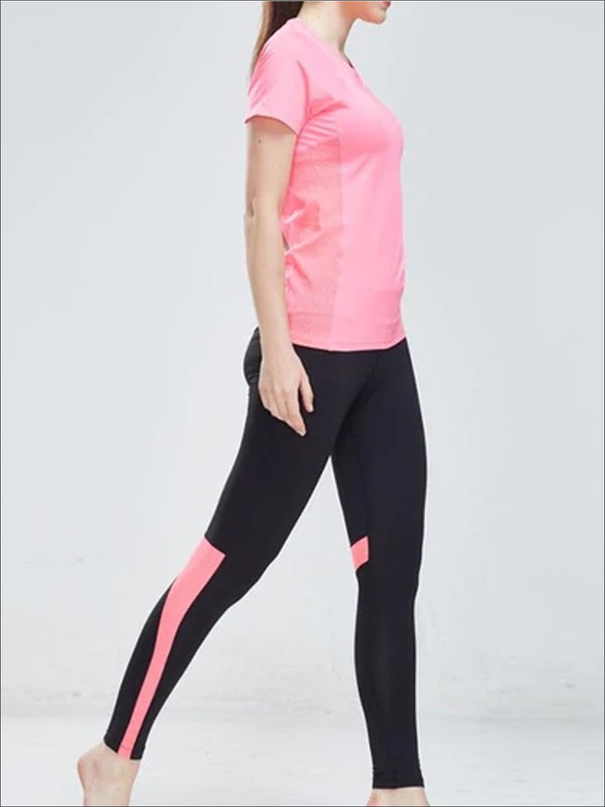 Womens Perforated Detail Workout Top & Leggings Set - Womens Activewear