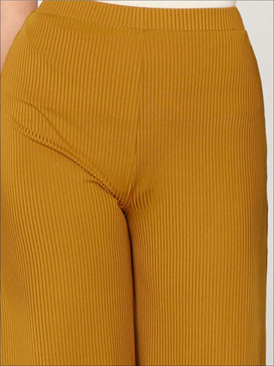 Womens Plain Elastic Mid Waist Culotte Pants - Womens Bottoms