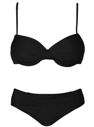 Womens Push Up Plus Size Vintage Two Piece Swimsuit - Black / M - Womens Swimsuit