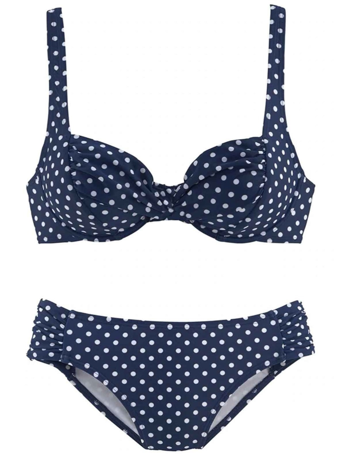 Womens Push Up Plus Size Vintage Two Piece Swimsuit - Navy Polka Dot / M - Womens Swimsuit
