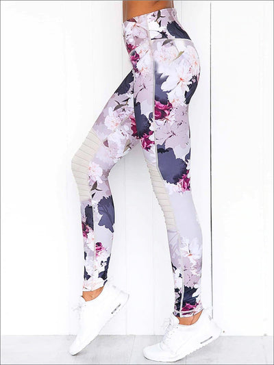 Womens Quick Dry Floral Cross Front Crop To Leggings Set - Womens Activewear