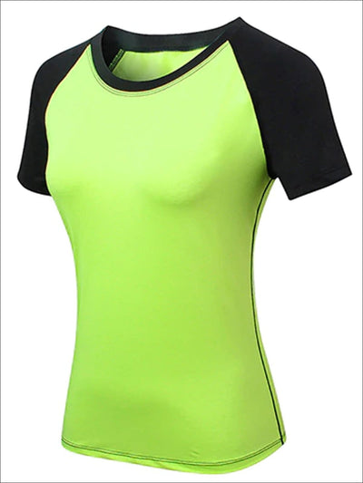 Womens Quick Dry Short Sleeve Workout Top - Green / S - Womens Activewear