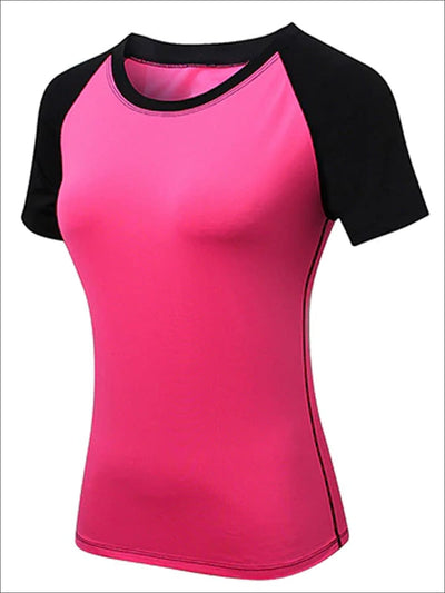 Womens Quick Dry Short Sleeve Workout Top - Pink / S - Womens Activewear