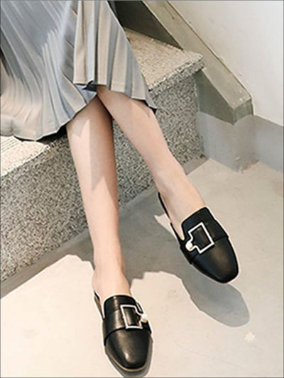 Womens Round Toe Metal Pearl Embellished Mules - Womens Shoes