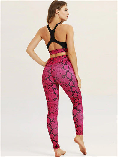 Womens Snake Print Sports Bra & Leggings Set - Womens Activewear