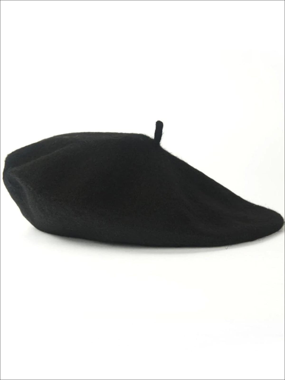 Womens Solid Color Wool Beret (Multiple Color Options) - Black - Womens Hats