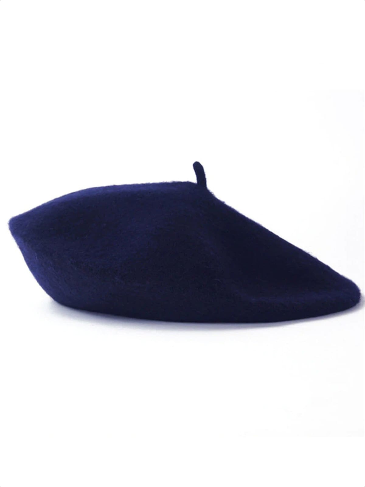 Womens Solid Color Wool Beret (Multiple Color Options) - Navy - Womens Hats