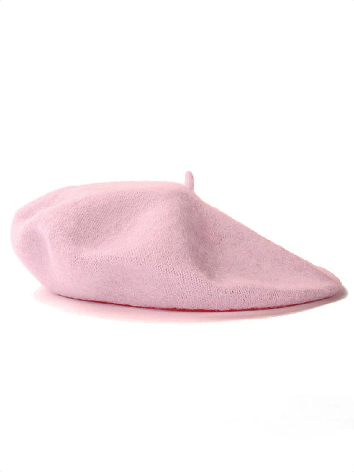 Womens Solid Color Wool Beret (Multiple Color Options) - Pink - Womens Hats