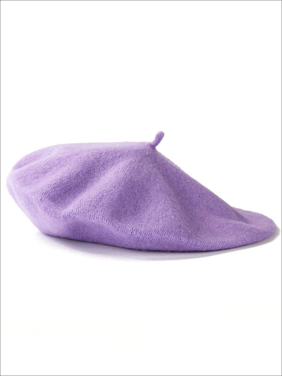 Womens Solid Color Wool Beret (Multiple Color Options) - Purple - Womens Hats