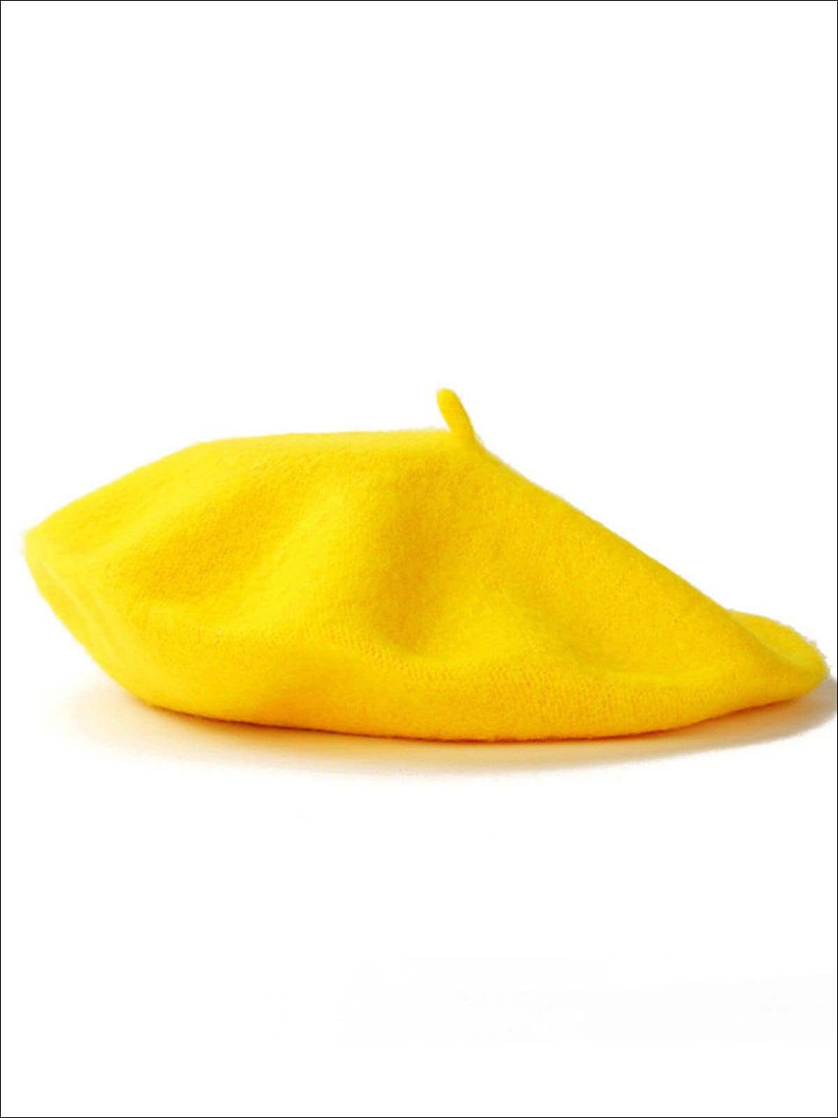 Womens Solid Color Wool Beret (Multiple Color Options) - Yellow - Womens Hats