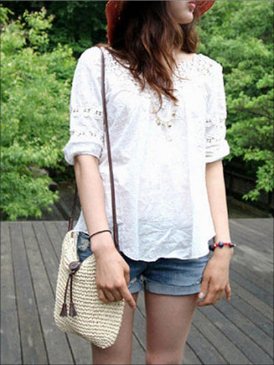 Womens Spring Woven Casual Shoulderbag - Womens Accessories