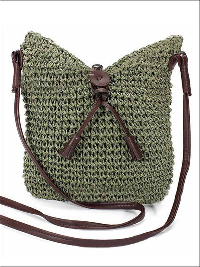 Womens Spring Woven Casual Shoulderbag - Green - Womens Accessories