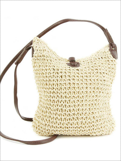 Womens Spring Woven Casual Shoulderbag - White - Womens Accessories