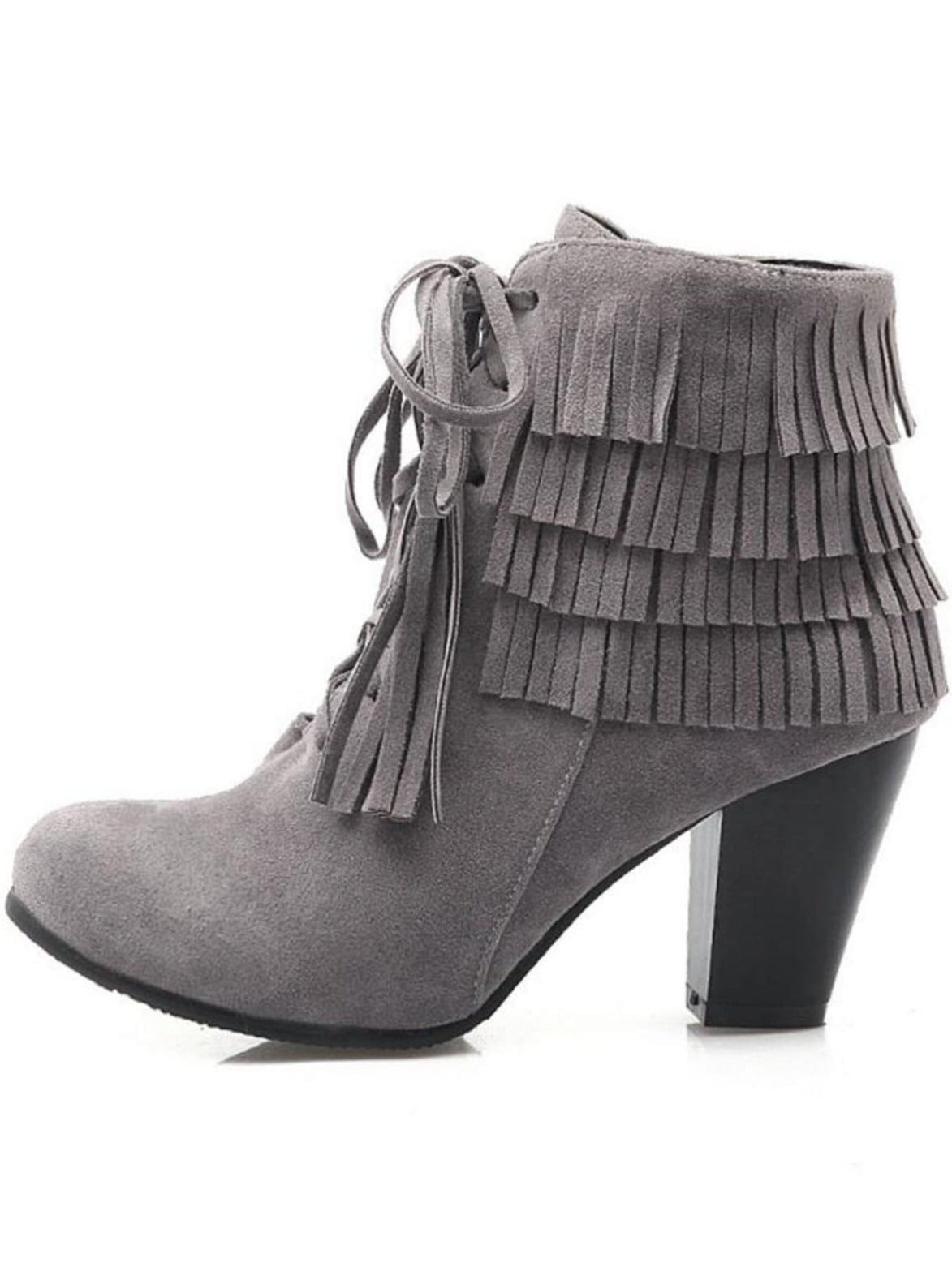 Womens Suede Lace Up Ankle Boots - Grey / 3 - Womens Boots