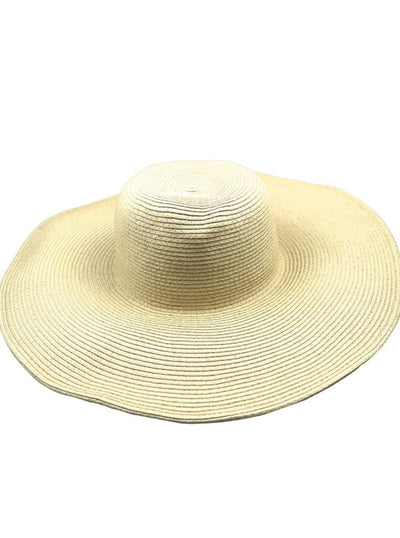 Womens Summer Wide Brim Oversized Straw Hat - Beige - Womens Accessories