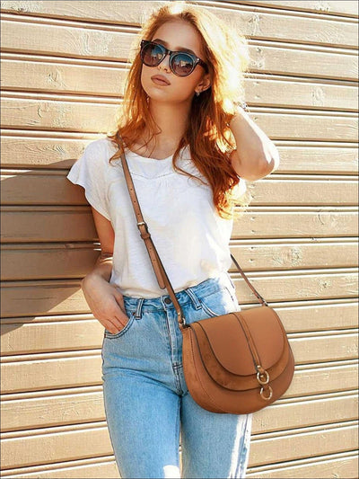 Womens Synthetic Leather & Suede Shoulder Bag - Womens Accessories