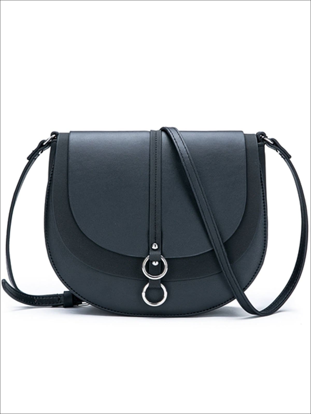 Womens Synthetic Leather & Suede Shoulder Bag - Black - Womens Accessories