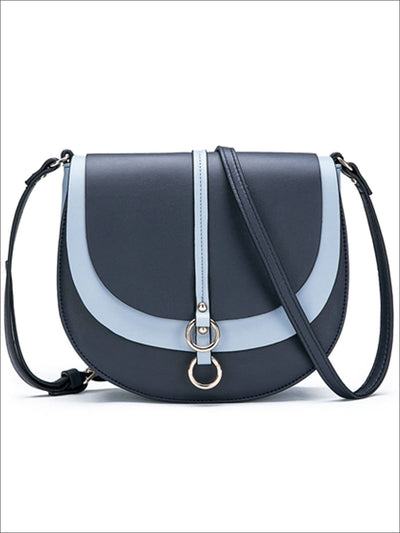 Womens Synthetic Leather & Suede Shoulder Bag - Blue - Womens Accessories