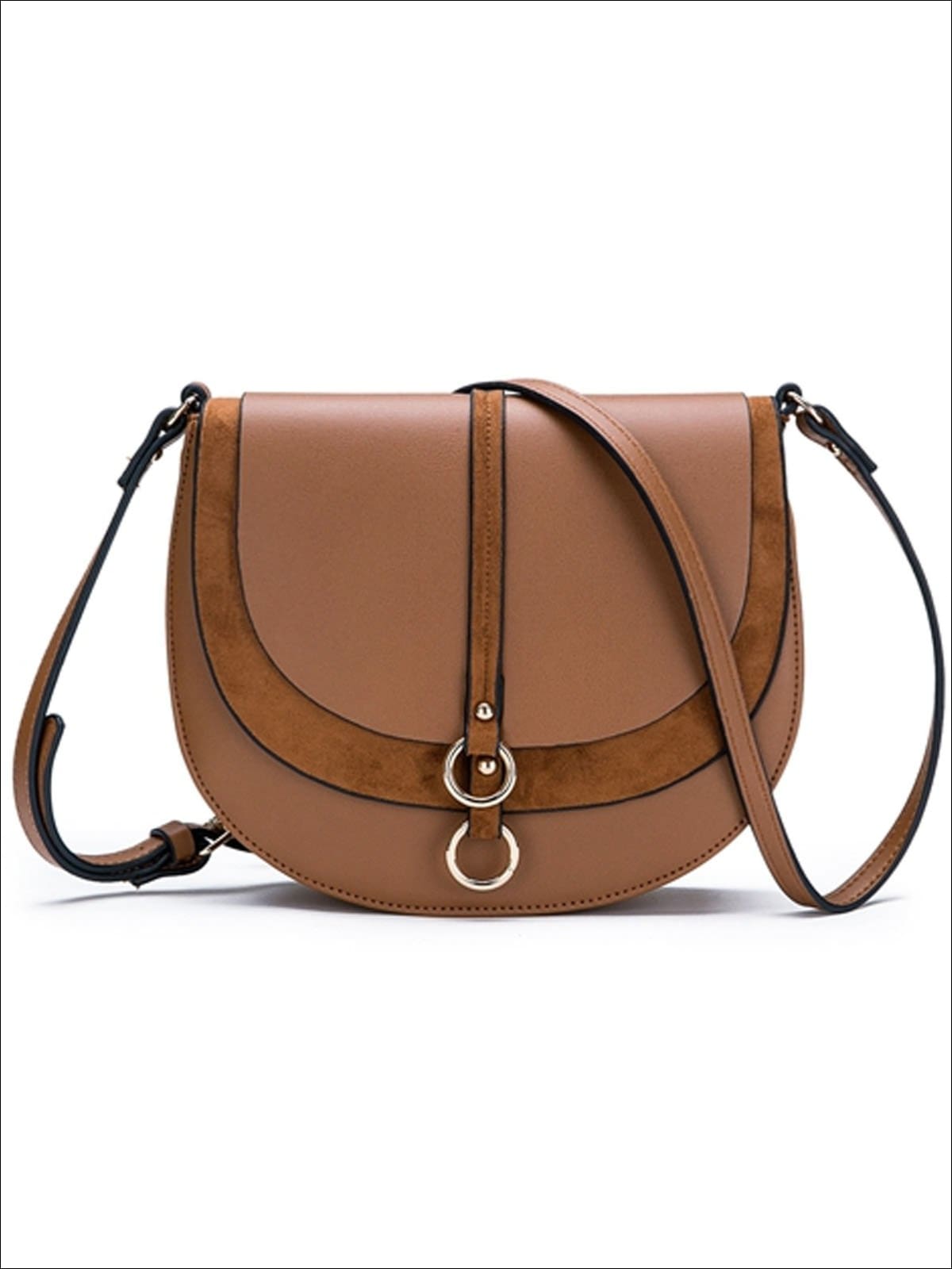 Womens Synthetic Leather & Suede Shoulder Bag - Brown - Womens Accessories