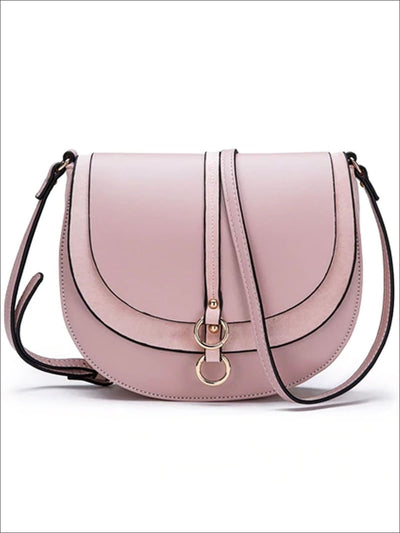 Womens Synthetic Leather & Suede Shoulder Bag - Pink - Womens Accessories
