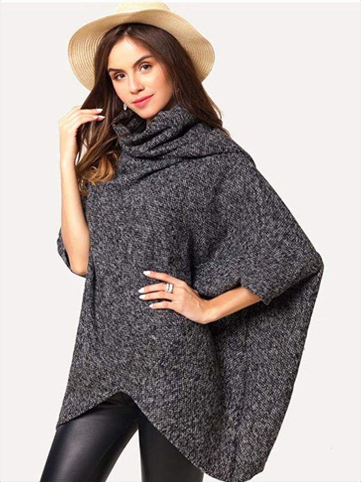 Womens Trendy Asymmetrical Edge Poncho Sweater - Womens Fall Sweaters