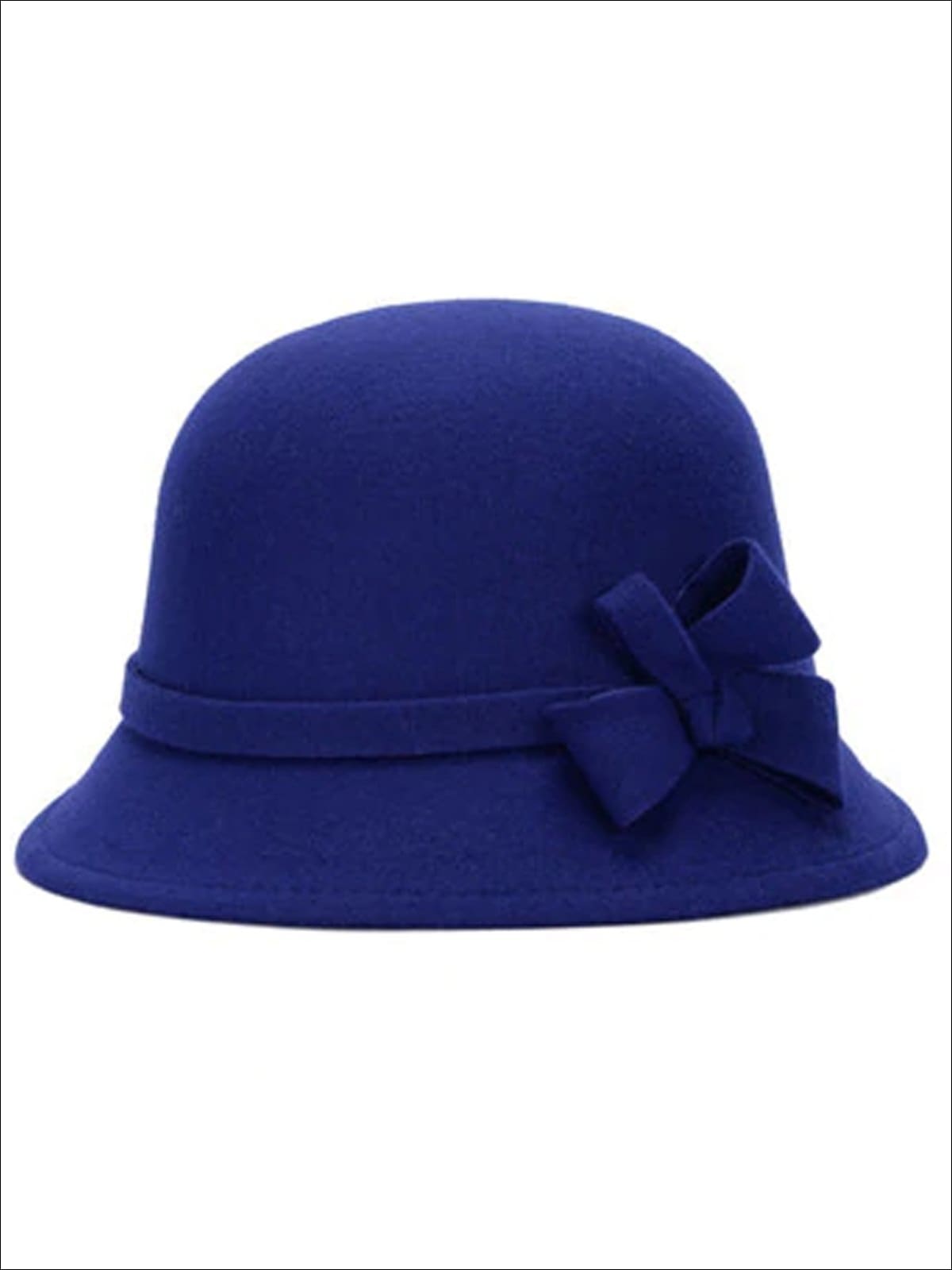 Womens Trendy Bow Tie Bowler Hat - Royal Blue - Womens Hats