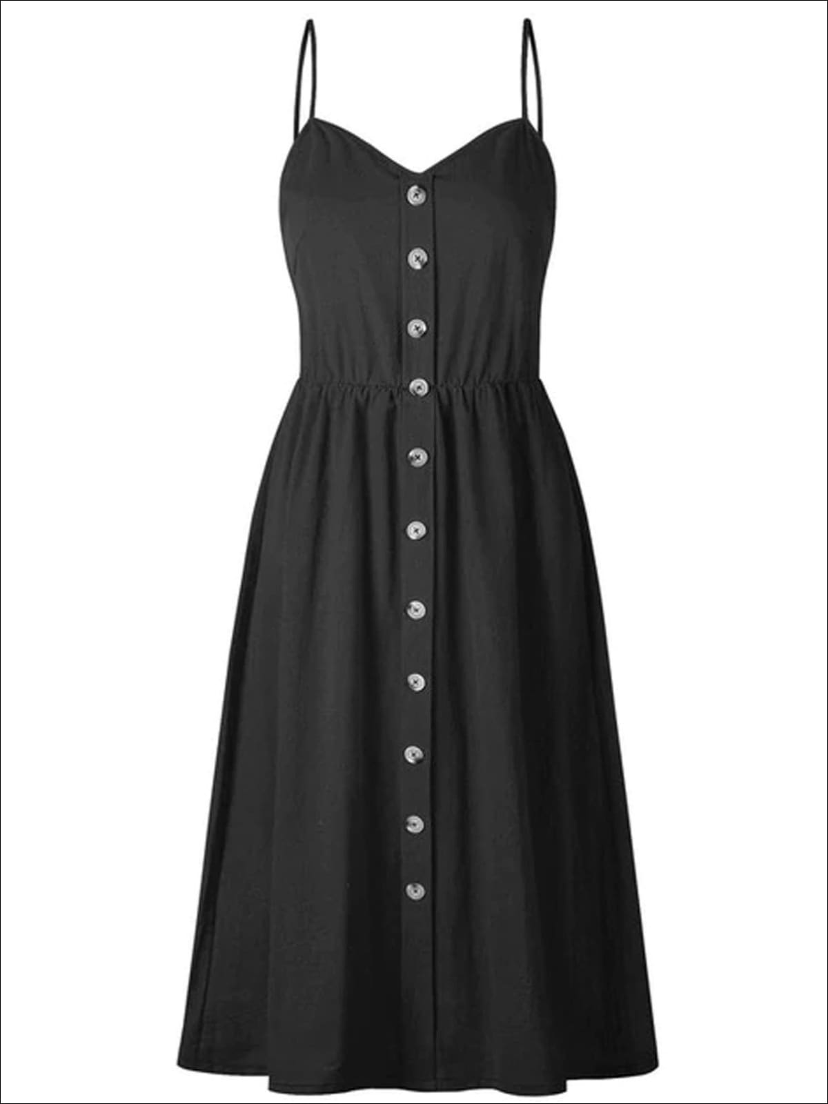 Womens Vintage Sleeveless Casual Dress With Front Pockets (Multiple Color Options) - Black / S - Womens Dresses