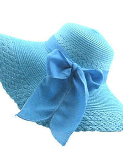Womens Wide Brim Floppy Hat With Large Ribbon - Womens Accessories