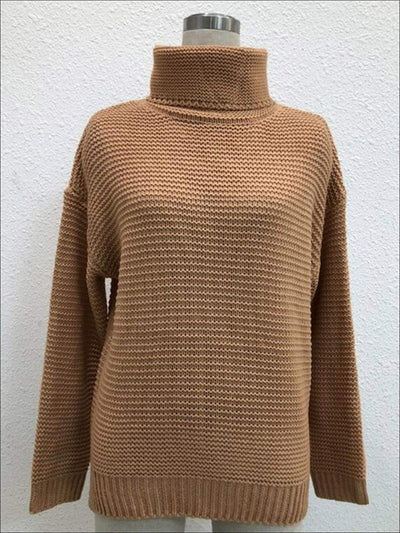 Womens Winter Knit Pullover Sweater - Brown / S - Womens Fall Sweaters