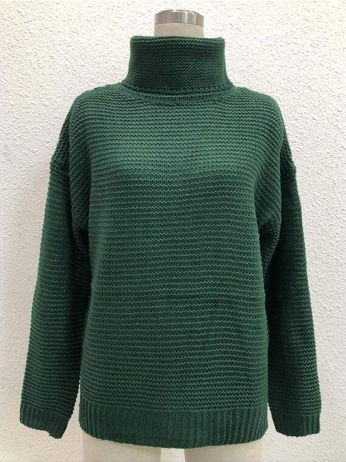 Womens Winter Knit Pullover Sweater - Green / S - Womens Fall Sweaters