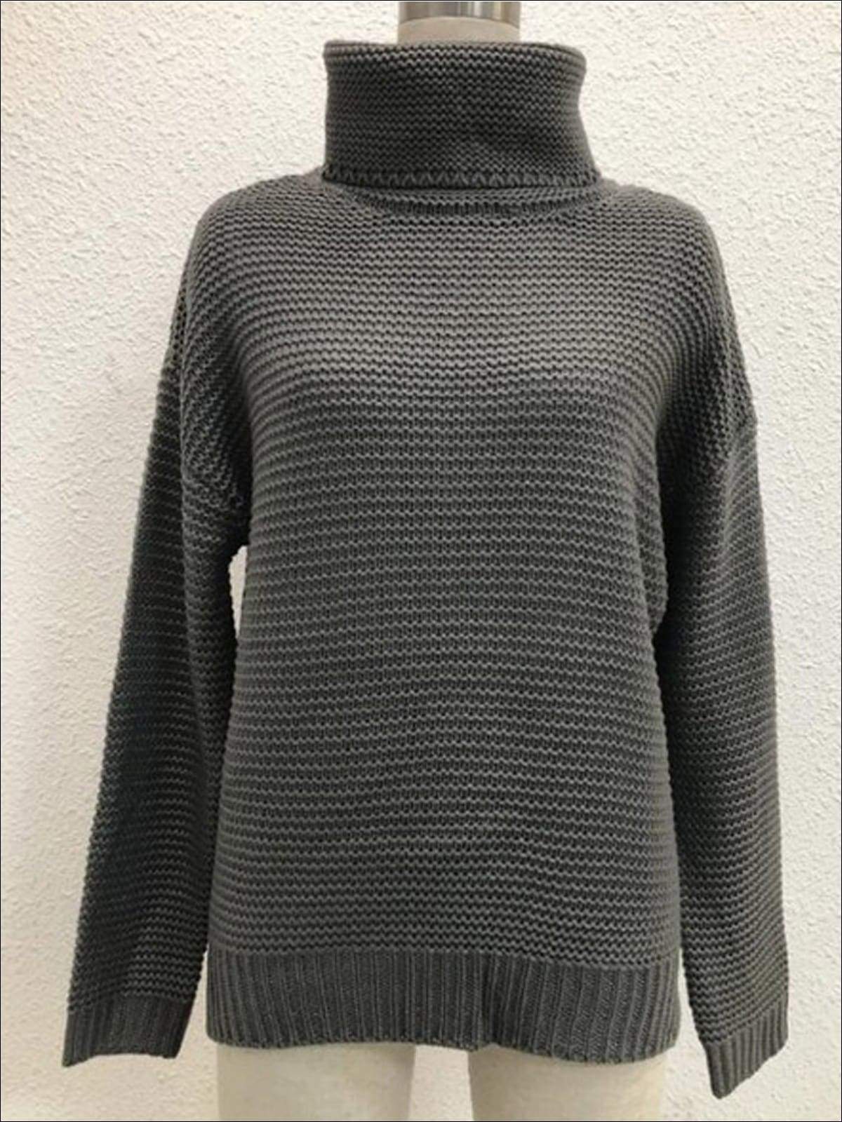Womens Winter Knit Pullover Sweater - Grey / S - Womens Fall Sweaters
