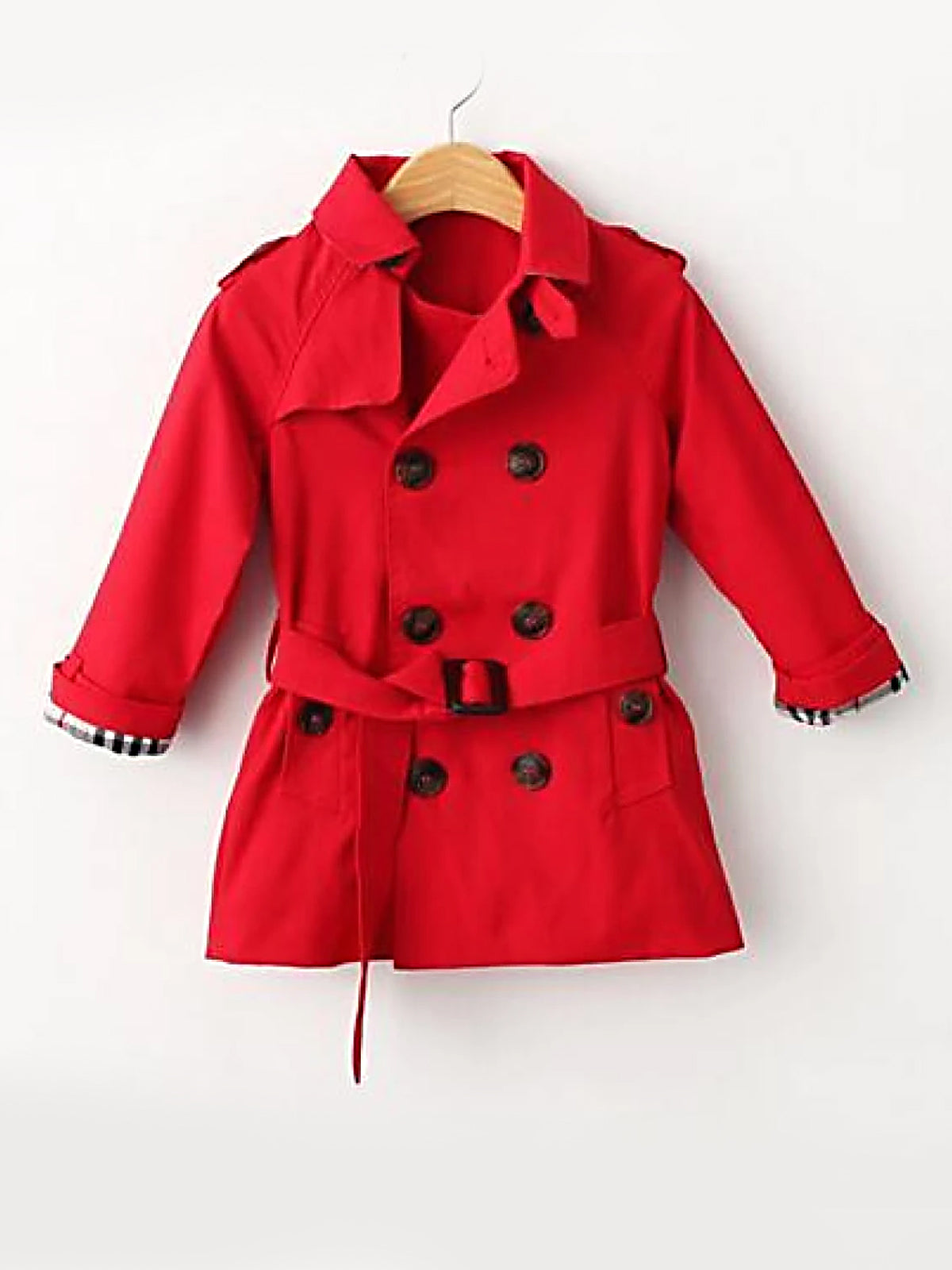 Girls Red Belted Trench Coat